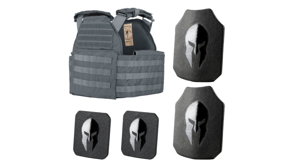 	Spartan Armor Systems Spartan Armor/Sentinel Plate Carrier and AR550 Level III+ Body Armor Package, Base Coat, Gunmetal Gray, Adjustable, SAS-PKG550-STNL-GG-KIT 