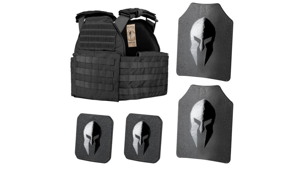 Spartan Armor Systems Spartan Omega AR500 Body Armor and Sentinel Plate Carrier Package, Black, Adjustable, SAS-AR500PKG-STNL-BK-SPEC-KIT, SAS-AR500PKG-STNL-BK-SPEC-KIT