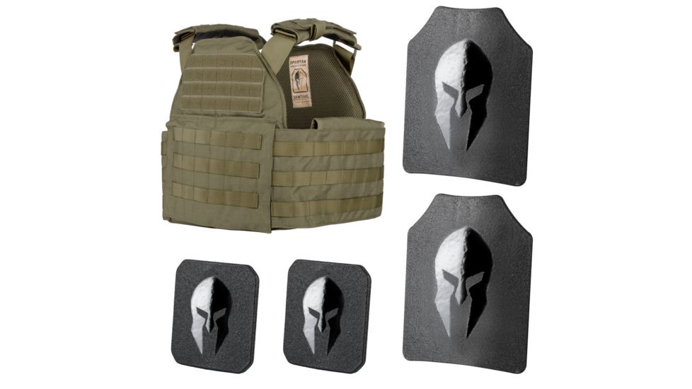 Spartan Armor Systems Spartan Omega AR500 Body Armor and Sentinel Plate Carrier Package, Spartan Green, Adjustable, SAS-AR500PKG-STNL-SG-SPEC-KIT, SAS-AR500PKG-STNL-SG-SPEC-KIT