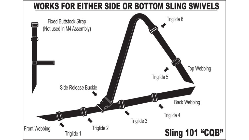 Spec Ops Sling101 CQB Sling, Black - M-4/M-16 &amp; Shotguns - 100350301