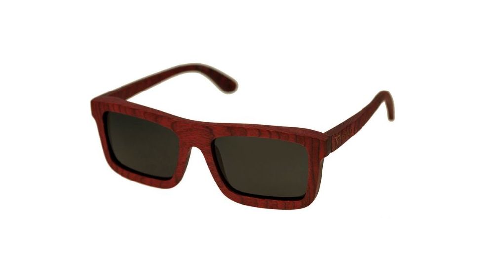 Spectrum Clark Wood Sunglasses, Cherry Frame, Black Lens, One Size, SSGS119BK