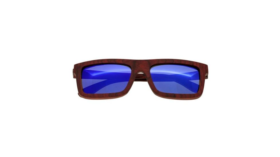 Spectrum Clark Wood Sunglasses, Cherry Frame, Blue Lens, One Size, SSGS119BL