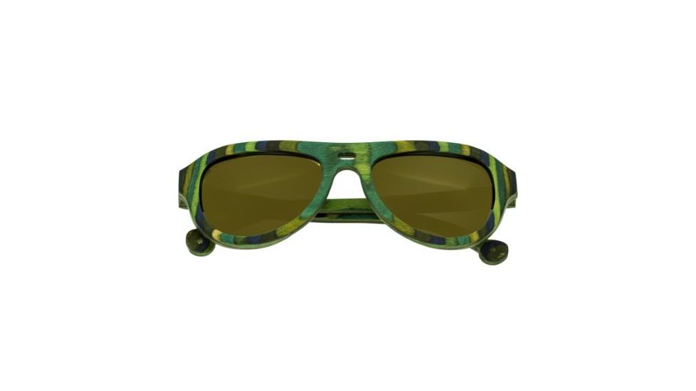 Spectrum Lopez Wood Sunglasses, Green Stripe Frame, Brown Lens, Green Stripe/Brown, One Size, SSGS111BN