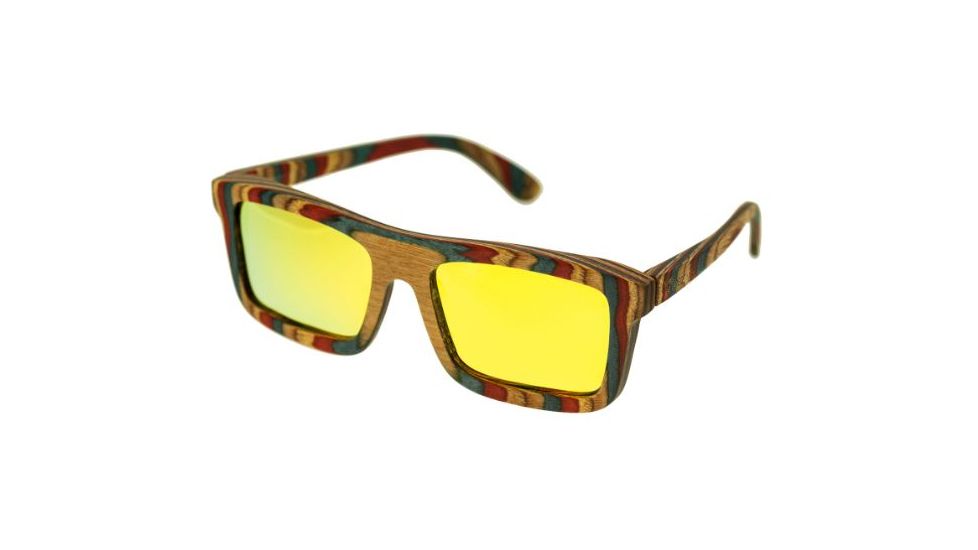 Spectrum Philbin Wood Sunglasses, Multi Frame, Gold Lens, Multi/Gold, One Size, SSGS116GD