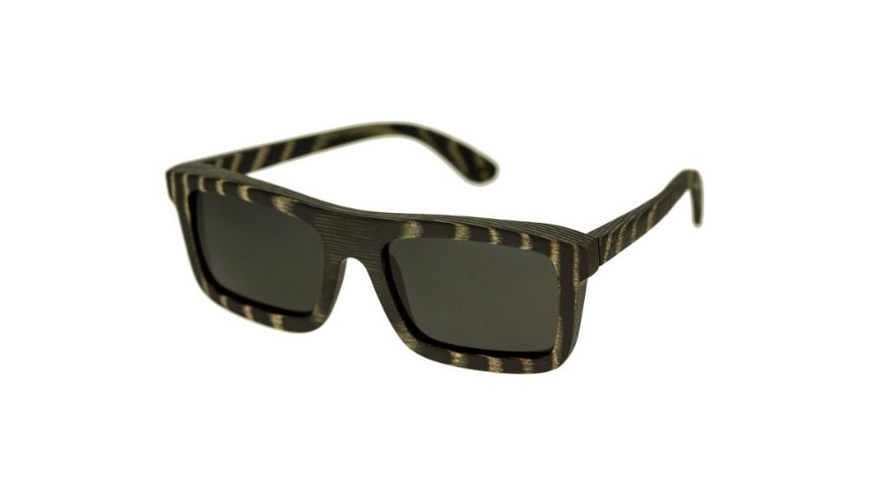 Spectrum Ward Wood Sunglasses, Black Stripe Frame, Black Lens, Black Stripe/Black, One Size, SSGS117BK