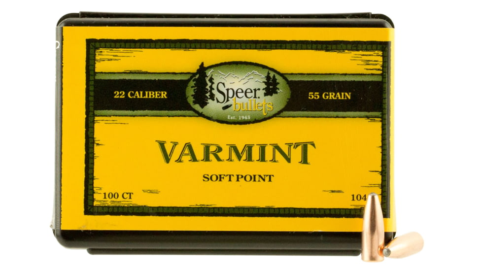 Speer Bullets 1047 Varmint 22 Caliber .224 55 GR Jacketed Soft Point JSP 100 B