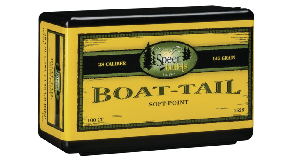 Speer .284 Rifle Bullet, 145 Grain, Jacketed Soft Point Boat-Tail, 100 Bullets, 1628