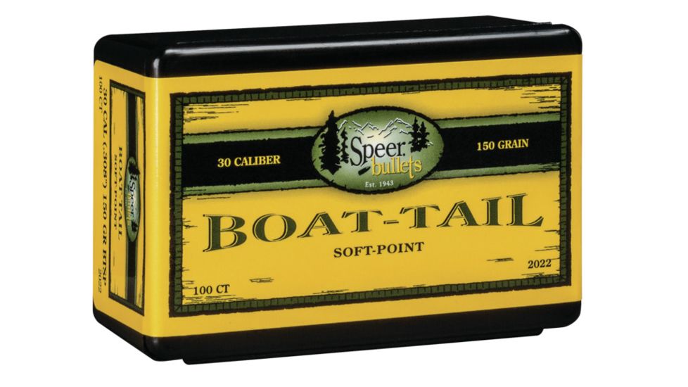 Speer Bullets 2022 Boat-Tail 30 Caliber .308 150 GR Jacketed Soft Point Boat T