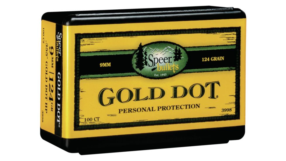 Speer Bullets 3998 Gold Dot Personal Protection 9 mm .355 124 GR Hollow Point H, EDEMO1
