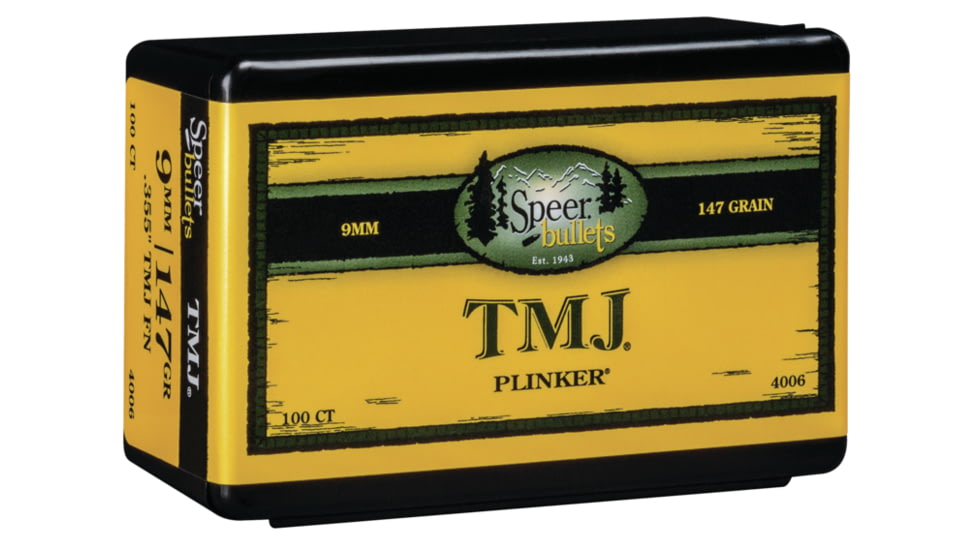 Speer .355 Pistol Bullets, 147 Grain, Total Metal Jacket, 100 Bullets, 4006
