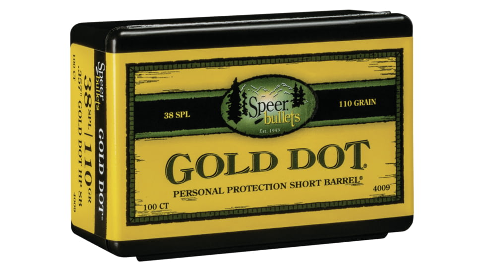 Speer Bullets 4009 Gold Dot Personal Protection 38 Caliber .357 110 GR Hollow Po