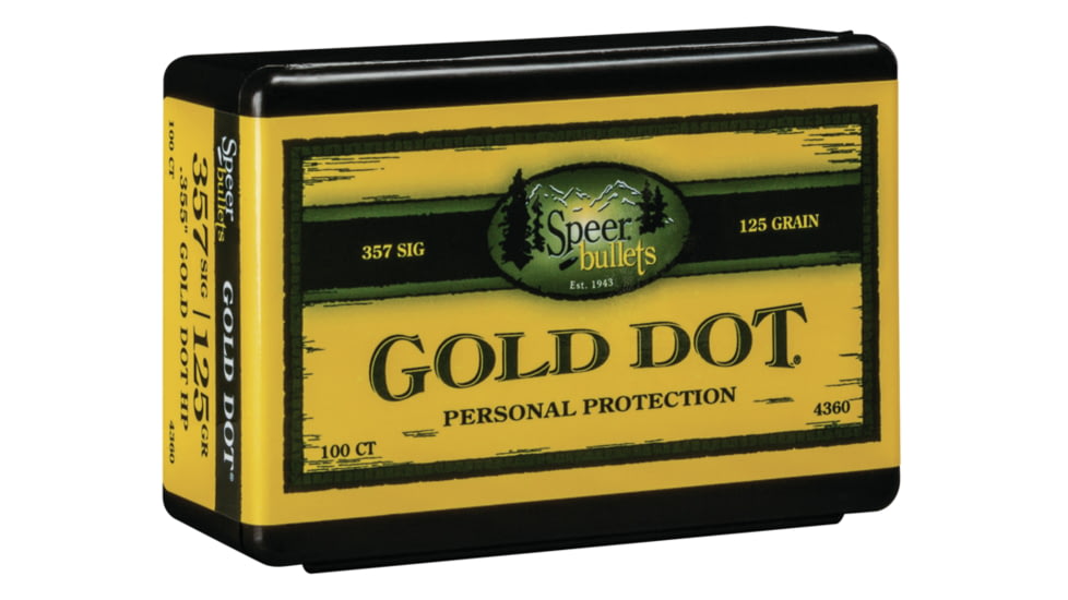 Speer Gold Dot Handgun Component Bullet 357 Sig 125 Grain Hollow Point Pistol Bullet, 100 Bullets, 4360