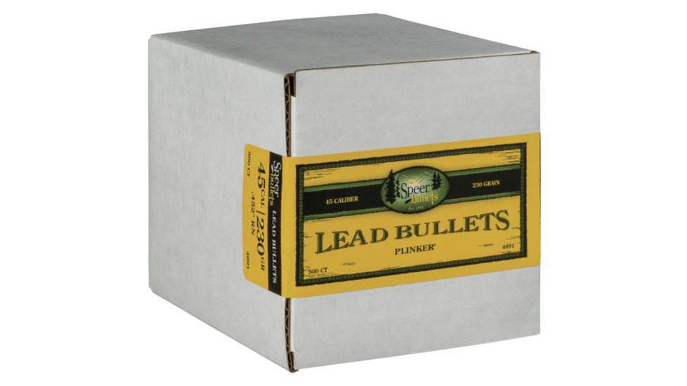 Speer Bullets 4691 Handgun 45 Caliber .452 230 GR Lead Round Nose 500 Box