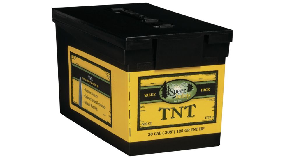 Speer Bullets 4725 TNT 30 Caliber .308 125 GR Jacketed Hollow Point JHP 500 B