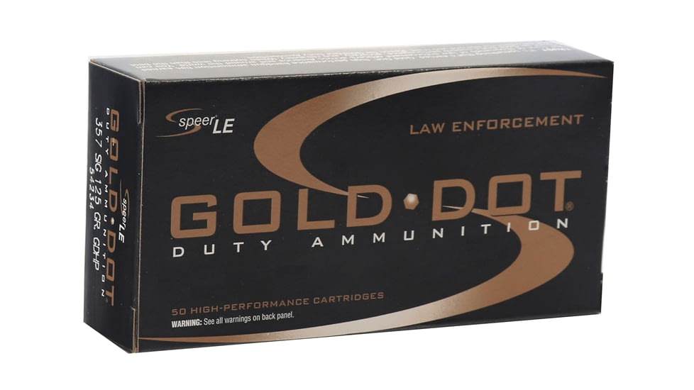 Speer Gold Dot .357 SIG 125 Grain Jacketed Hollow Point Brass Cased Centerfire Pistol Ammo, 50 Rounds, 54234