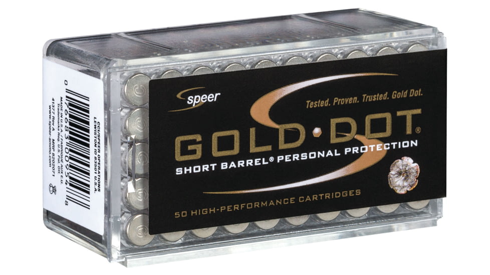 Speer Gold Dot .22 Winchester Magnum Rimfire 40 Grain Gold Dot Hollow Point Short Barrel Rimfire Ammo, 50 Rounds, 954