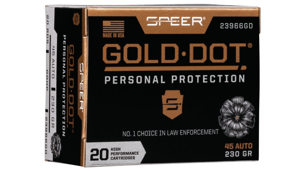 Speer Gold Dot .45 ACP 230 Grain Hollow Point Centerfire Pistol Ammo, 20 Rounds, 23966GD