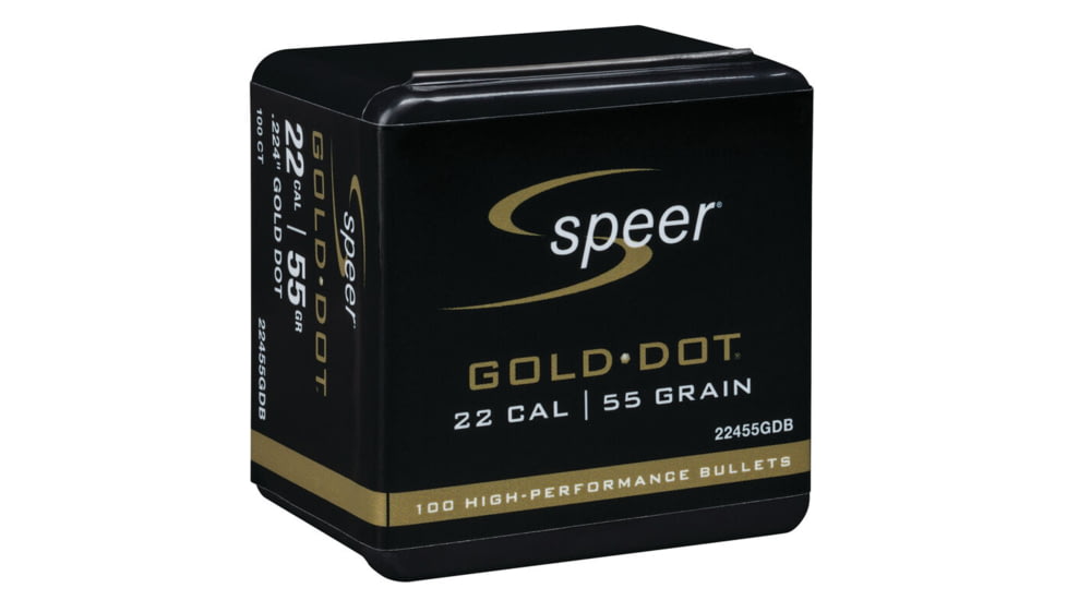 Speer Gold Dot Rifle Component Bullet .224 Rifle Bullet, 55 Grain, Soft Point, 100 Bullets, 22455GDB