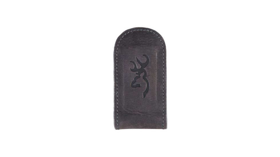 Browning Money Clip Leather Buckmak Logo Black