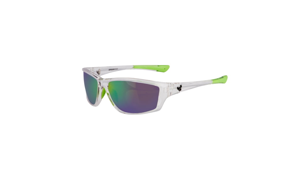 Spiderwire SPW008 Sunglasses, Crystal Clear Frame, Green Mirror (Copper Base) Lens 1479120