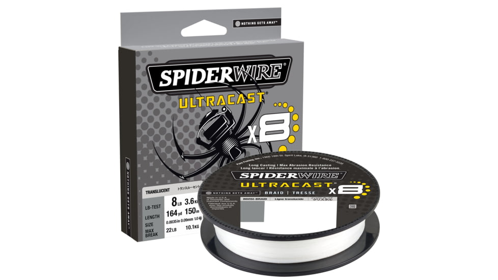 Spiderwire Ultracast Braid Superline, 0.002in/0.05mm, 4lb/1.8kg, 328yd/300m, .50lb, Invisibraid-Translucent, SUCVP4-IB