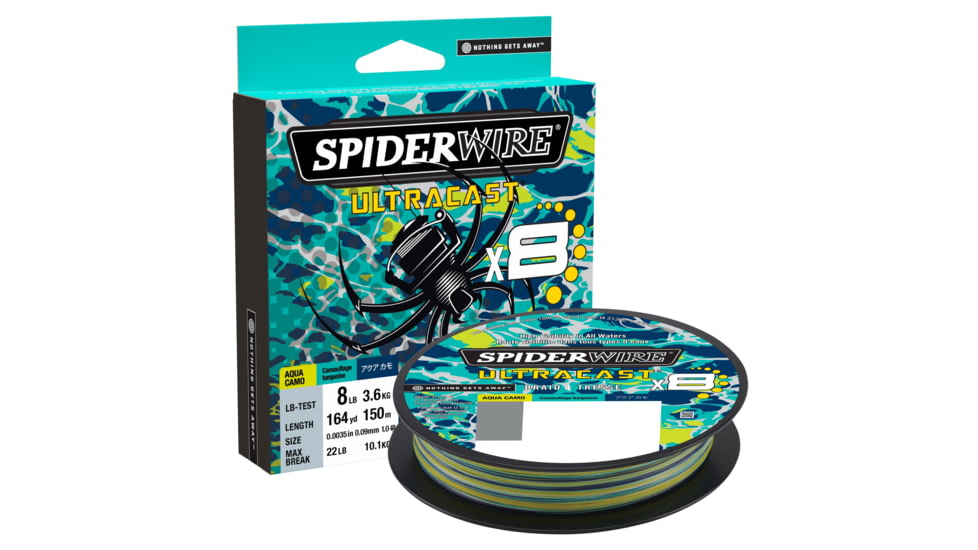 Spiderwire Ultracast Braid Superline, 0.007in/0.19mm, 30lb/13.6kg, 328yd/300m, 10lb, Aqua Camo, SUCVP30-AQC