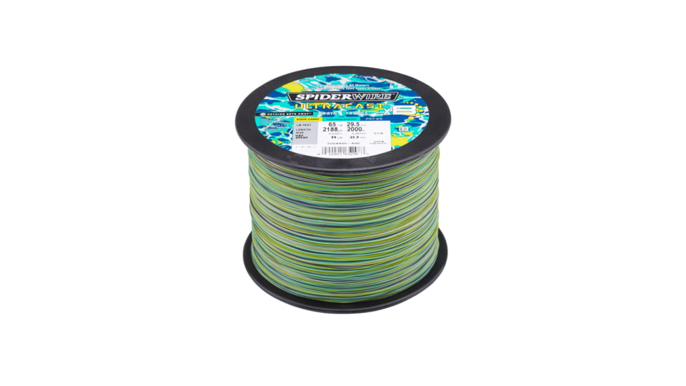Spiderwire Ultracast Braid Superline, 0.015in/0.39mm, 80lb/36.2kg, 2188yd/2000m, 20lb, Aqua Camo, SUCBK80-AQC