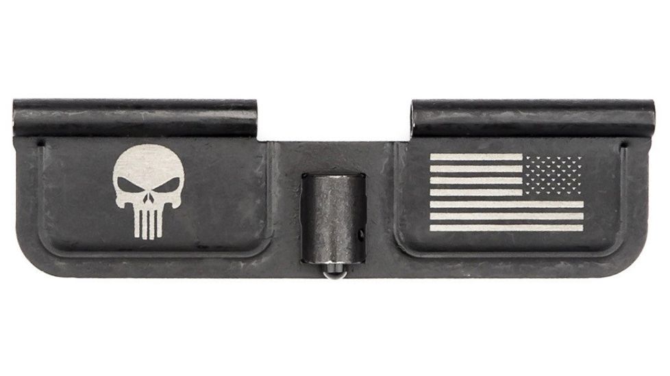 Spikes Tactical Ejection Port Door with Punisher and Flag Engraving, Black, SED7005