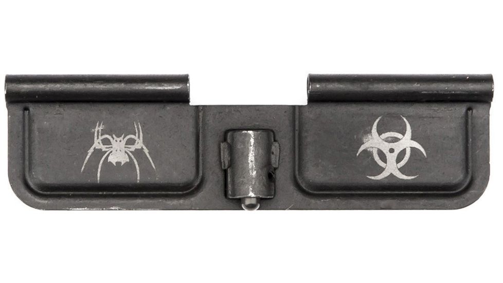Spikes Tactical Ejection Port Door with Spider and Bio Hazard Engraving, Black, SED7011