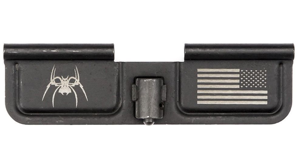 Spikes Tactical Ejection Port Door with Spider and Flag Engraving, Black, SED7010