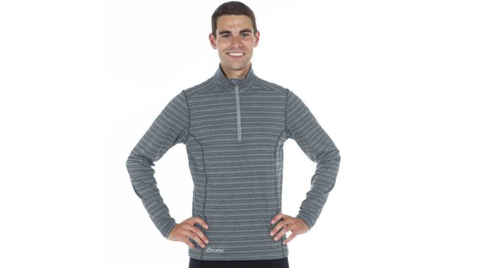 SportHill Echo Zip Top - Men's-Coastal Grey Stripe-Medium