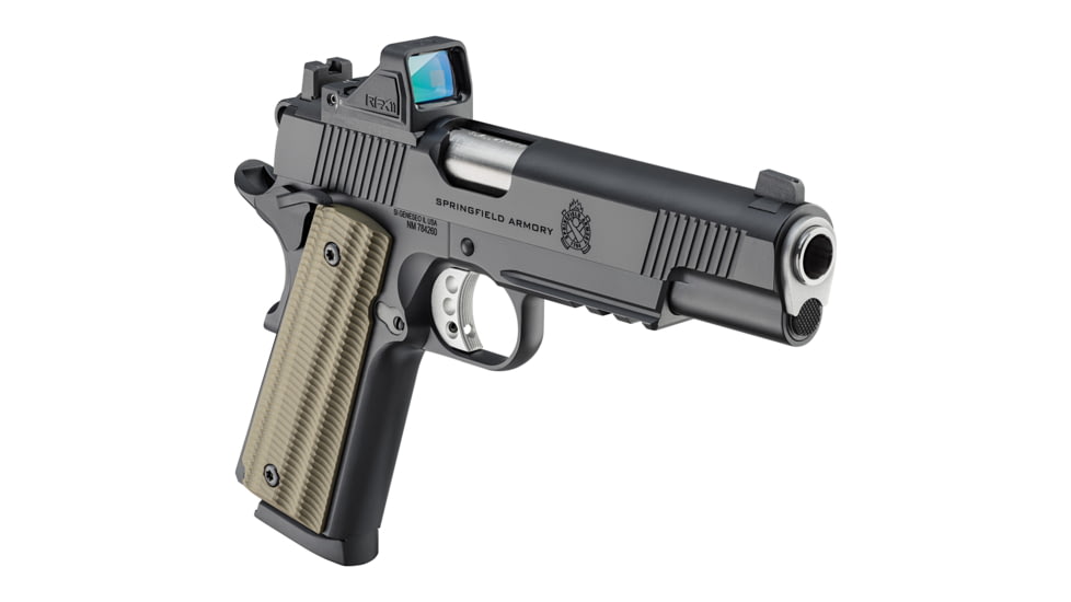 Springfield Armory 1911 Operator AOS Semi Auto Pistol, .45 ACP, 4.25 inch Barrel, Adjustable, Black, Stainless Steel, 8 Round Capacity, PO9228AOSPAC