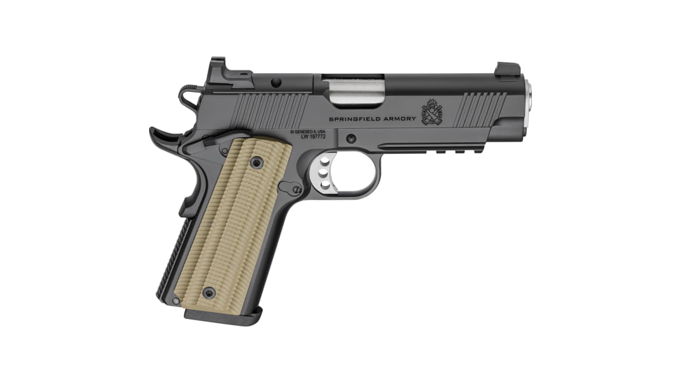 Springfield Armory 1911 Operator AOS Semi Auto Pistol, .45 ACP, 4.25 inch Barrel, Tritium, Black, Stainless Steel, 8 Round Capacity, PO9228AOS