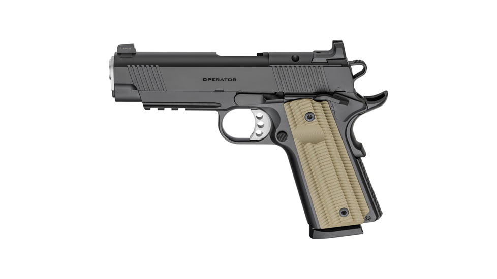 Springfield Armory 1911 Operator AOS Semi Auto Pistol, .45 ACP, 4.25 inch Barrel, Tritium, Black, Stainless Steel, 8 Round Capacity, PO9228AOS