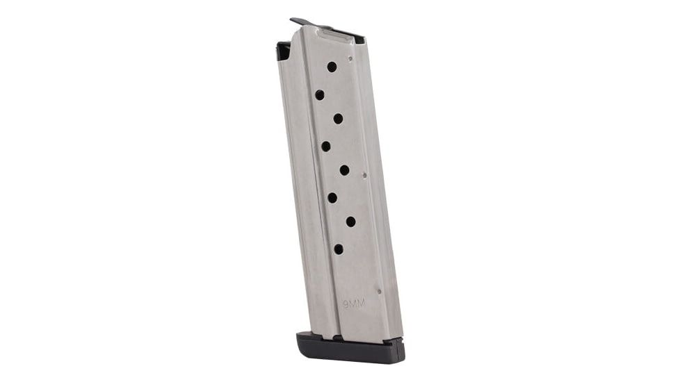 Springfield Armory 1911 9mm Luger 9 Round Pistol Magazine w/ Slam Pad, Stainless Steel, Silver, PI6090SP