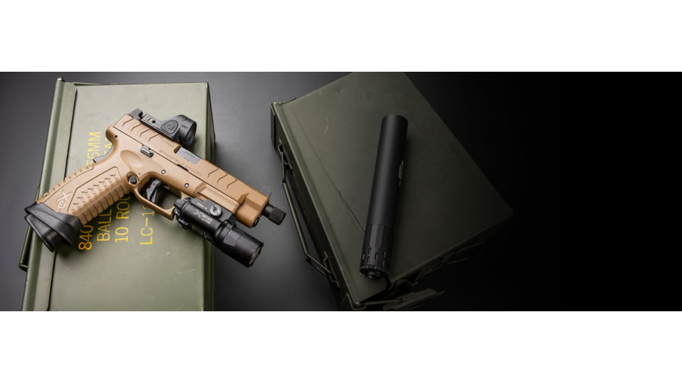 Springfield Armory XD-M 4.5in Threaded Barrel, Glock 17, 9mm Luger, 5.28 inch, 1-10 Twist, 5x28 Thread, Melonite, Black, XDM0901TB-KIT