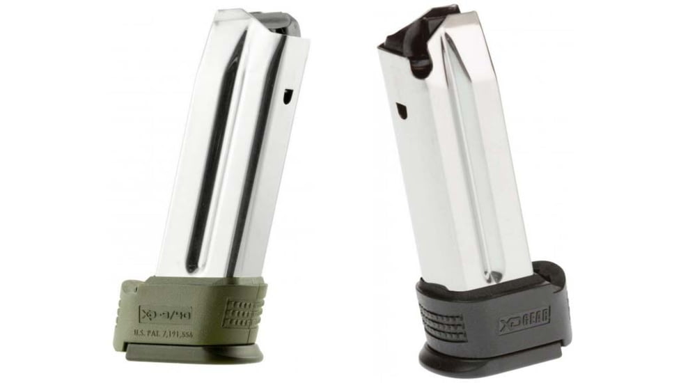 Springfield Armory XD Sub-Compact 9mm 10 Round Magazine w/ Sleeve, Black, Green, Silver Body/Black Base