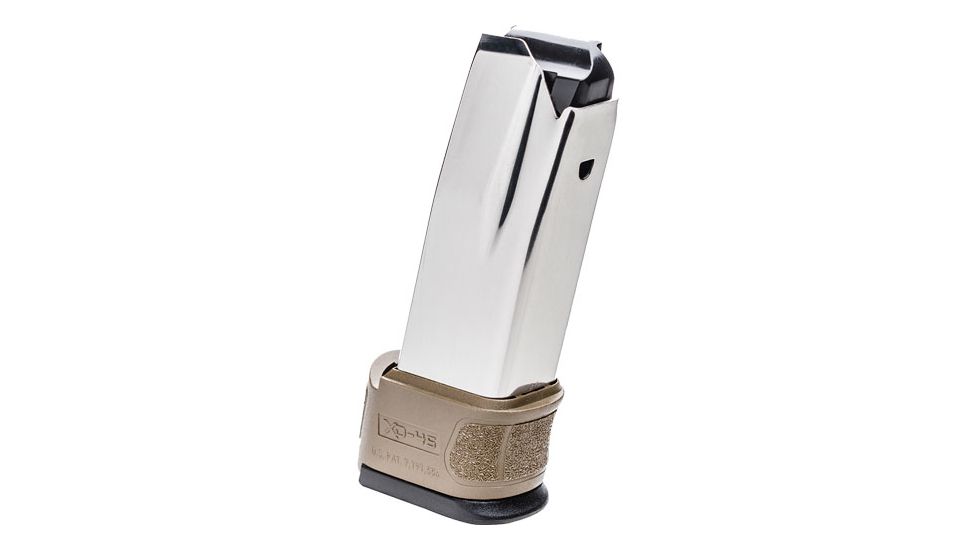 Springfield Armory XD Mod.2 Sub-Compact .45 ACP Extended Magazine w/ Sleeve, 13 Round, Flat Dark Earth, 1 Pack, Stainless Steel, XDG4550FDE-13RD