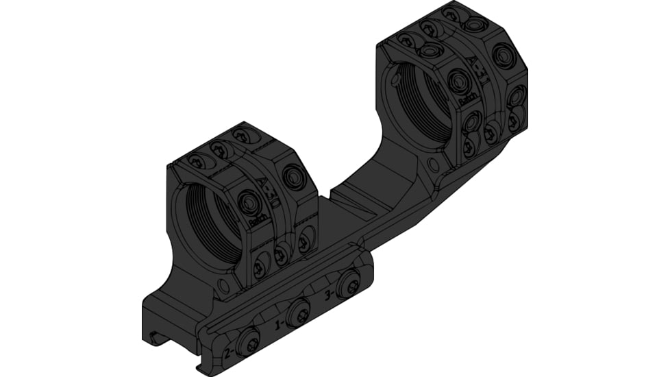 Spuhr Cantilever Scope Mount, 30 mm Tube, 38 mm, 0 Mil, Black, SP-3022CM
