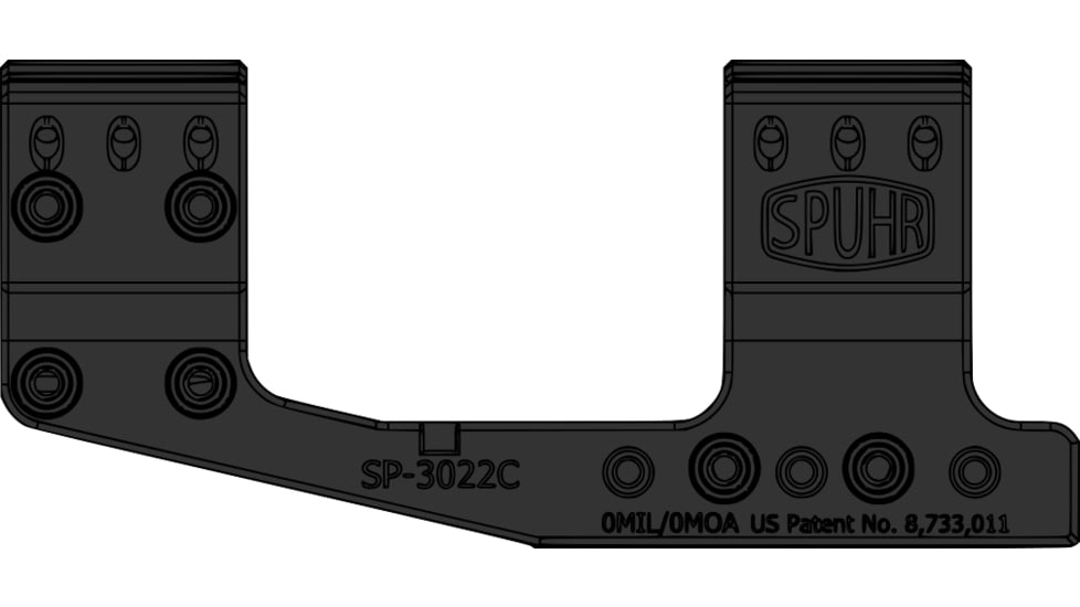 Spuhr Cantilever Scope Mount, 30 mm Tube, 38 mm, 0 Mil, Black, SP-3022CM