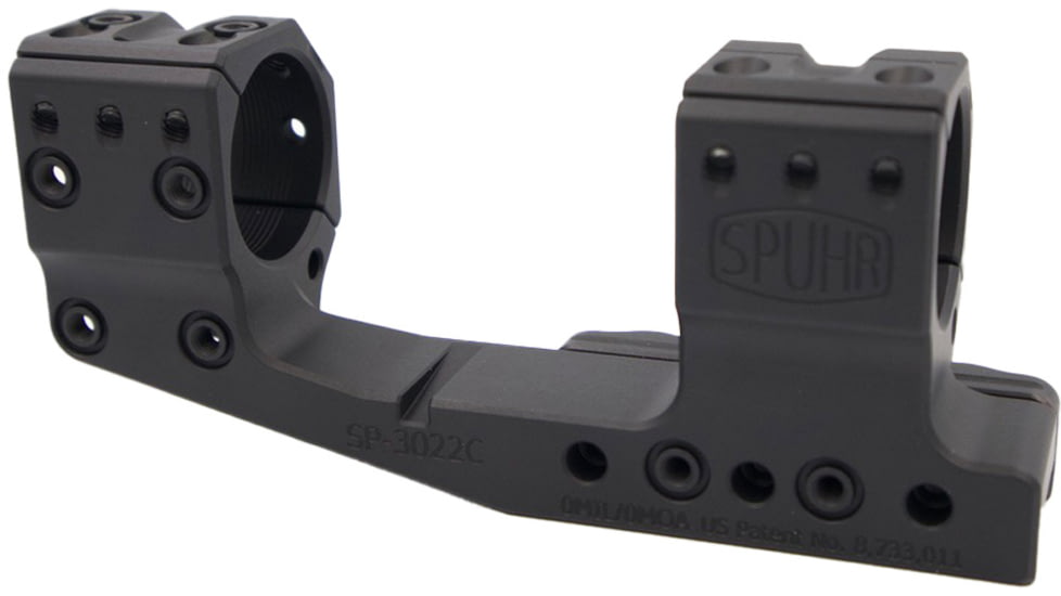Spuhr Cantilever Scope Mount, 30 mm Tube, 38 mm, 0 Mil, Black, SP-3022CM