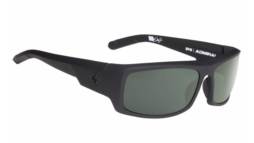Spy Optic Admiral Bifocal Prescription Sunglasses, Soft Matte Black Frame, Happy Gray Green Polar Lens, Polarized-672350973864BI