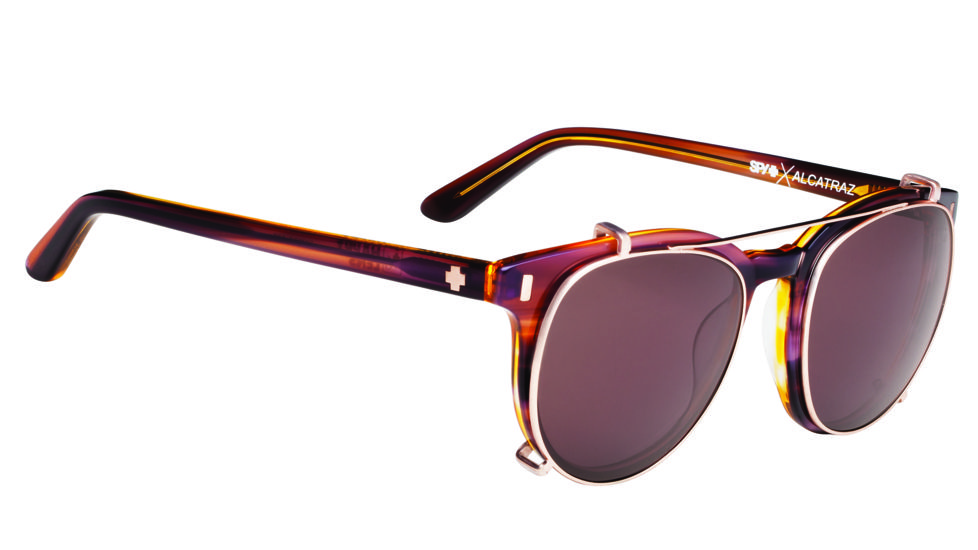 Spy Optic Alcatraz Sunglasses, Pink Sunset Frame, Happy Bronze  (Rose Gold Clip) Lens, 673121079865