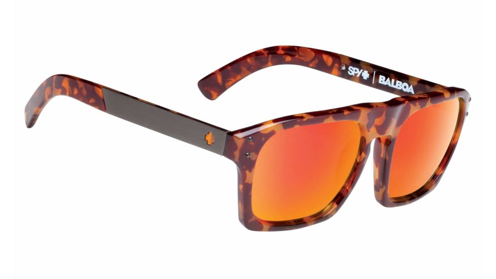 Spy Optic Balboa Sunglasses, Vintage Tortoise Frame, Happy Grey Green w/ Red Spectra Lens 673175623365