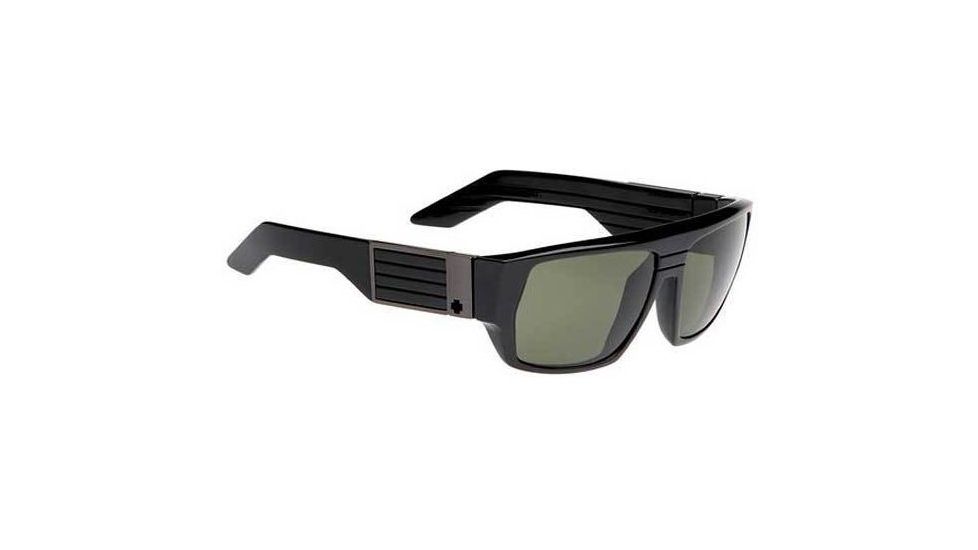 Spy Optic Blok Sunglasses Shiny Black Frame Grey Green Polarized Lenses