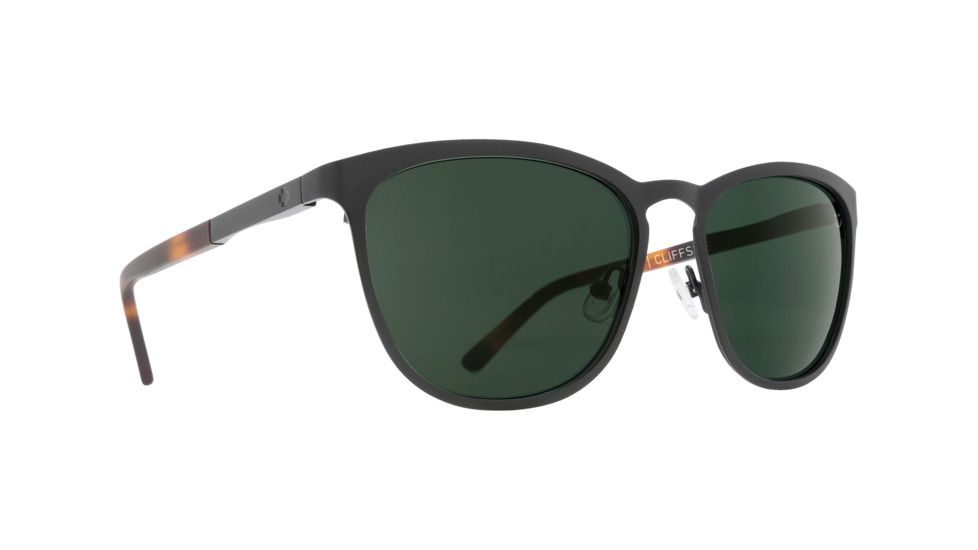 Spy Optic Cliffside Eyewear - Unisex - Sunglasses, Matte Black/matte Honey Tort Frame, Happy Gray Green Polar Lens, Polarized, 873500764864