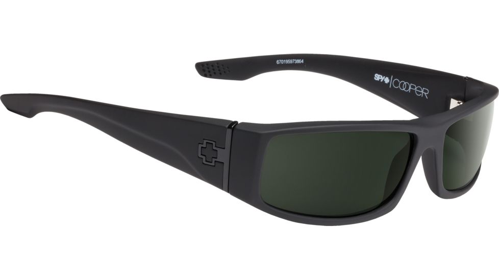 Spy Optic Cooper Single Vision Prescription Sunglasses, Soft Matte Black Frame, Polarized, 670195973864SV