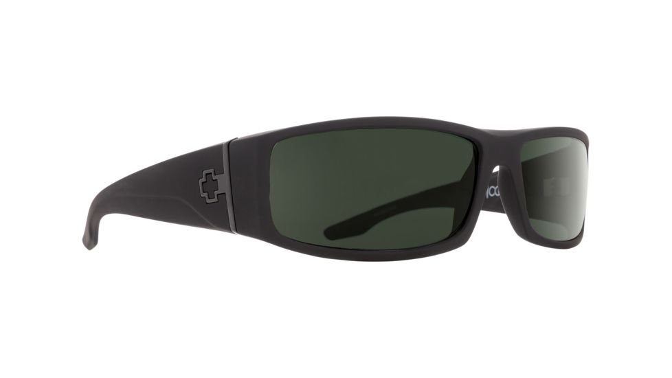 Spy Optic Cooper Sunglasses, Soft Matte Black Frame, Happy Grey Green Lens 670195973863