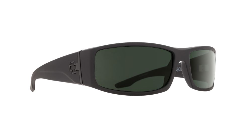 Spy Optic Cooper Sunglasses, Soft Matte Black Frame, Happy Grey Green Polar Lens 670195973864