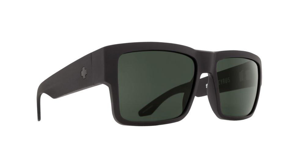 Spy Optic Cyrus Sunglasses, Matte Black Frame, Happy Glass Gray Polar Lens, Polarized, 673180374484